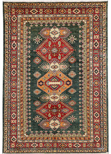 Dark Olive Green Kazak 4' 9 x 7' 1 - No. 47981