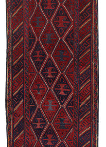Dark Red Mashwani 2' 5 x 12' 4 - No. 63497